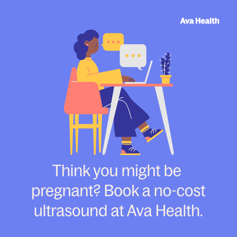 Graphic telling readers to schedule a free ultrasound appointment at Ava Health