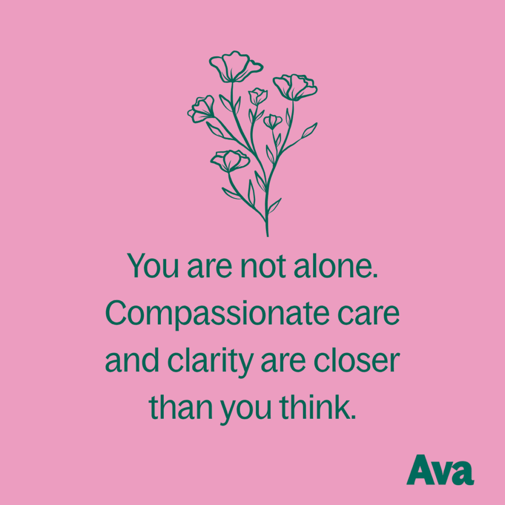 A graphic with a quote about compassion and clarity during pregnancy care