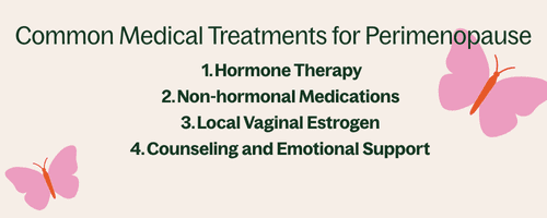 A graphic showing the common medical treatments for perimenopause