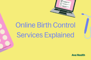 A graphic that talks about how online birth control services work